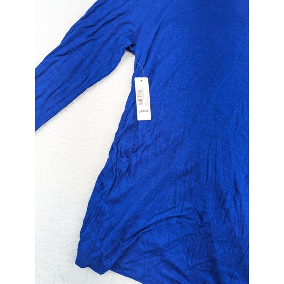 NWT A.N.A. A‎ New Approach Womens Top Blue V Neck Ruffled Front L - Picture 8 of 9